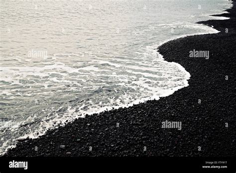 Volcanic black sand beach on Stromboli island, Aeolian Islands Stock ...