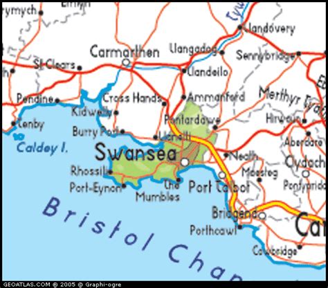 Map of Wales, Swansea, UK Atlas | Wales map, Swansea, Swansea wales