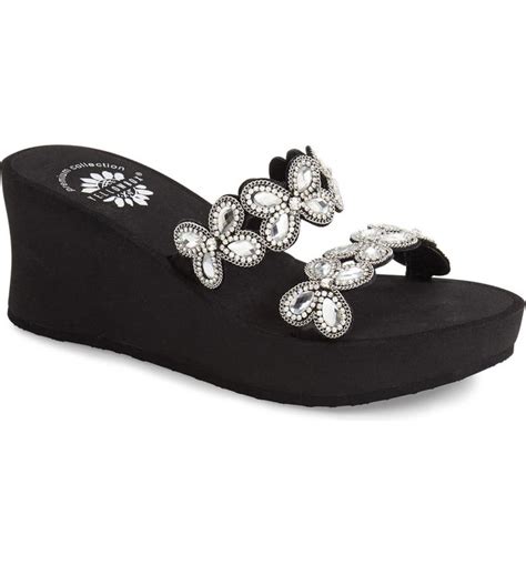 Yellow Box Premium 'Crestview' Crystal Embellished Wedge Sandal (Women ...