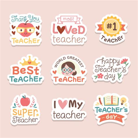 Teacher's Day Quotes Sticker Set 5411580 Vector Art at Vecteezy