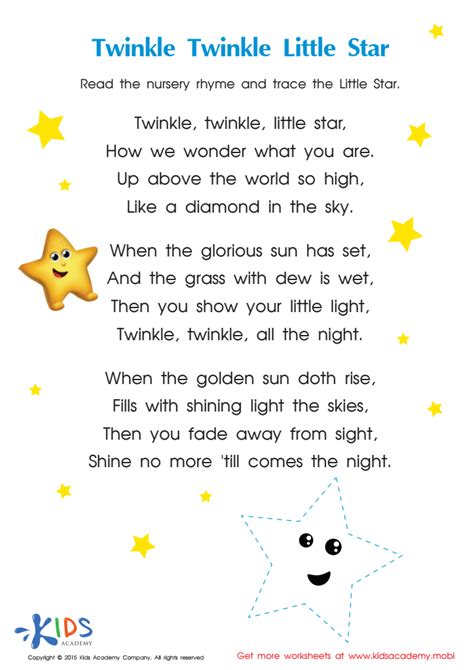 Twinkle, twinkle, little star, How I wonder what you are. Up above the ...