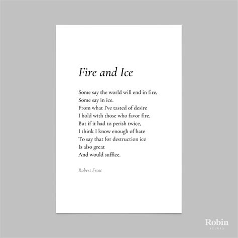 Fire and Ice by Robert Frost Poem Print Poetry Print Gift - Etsy UK