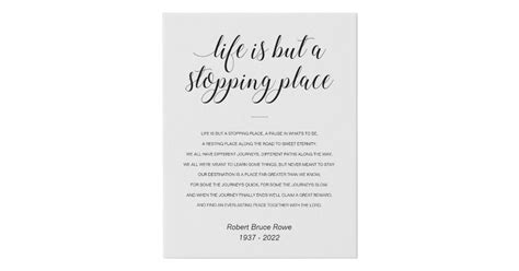 Life Is But A Stopping Place Poem Memorial Faux Canvas Print | Zazzle