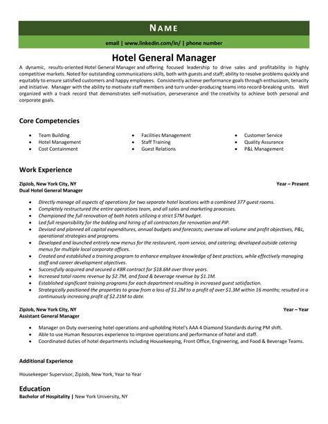 Hotel General Manager Resume Sample Amp 20 Skills To List - Riset