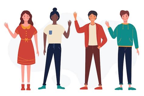 Free Vector | Young people waving hand collection