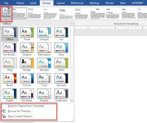 Apply Document themes in Microsoft Office Word 2016 - wikigain