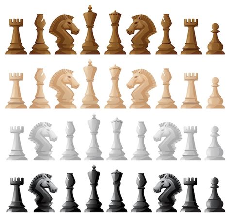 Free Vector | Four set of chess pieces illustration