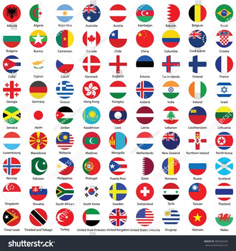 Circle Flags Of The World Stock Vector Illustration 483362620 ...