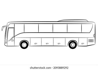 Hand Drawn Line Passenger Bus Outline Stock Illustration 2093889292 ...