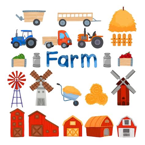 Premium Vector | Set of watercolor agriculture farm tools clipart