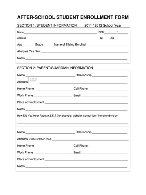 Enrollment Form 2023 - Printable Forms Free Online