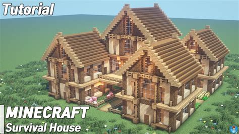 Minecraft : Oak Survival House Tutorial l how to build (##31) - YouTube