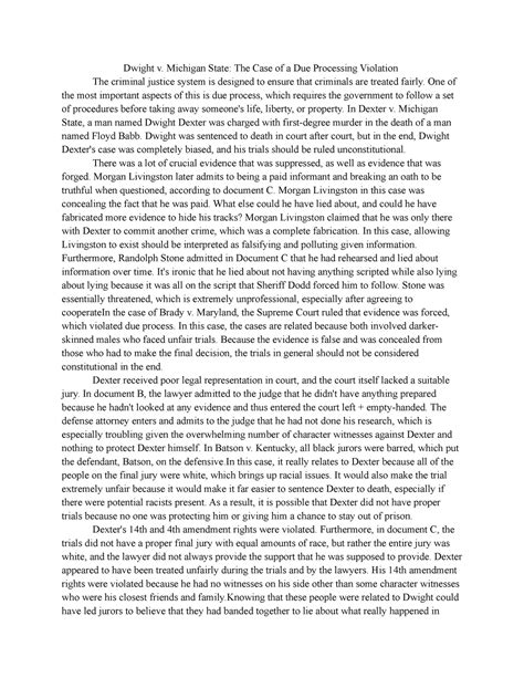 Dwight v. Michigan State The Case of a Due Processing Violation ...