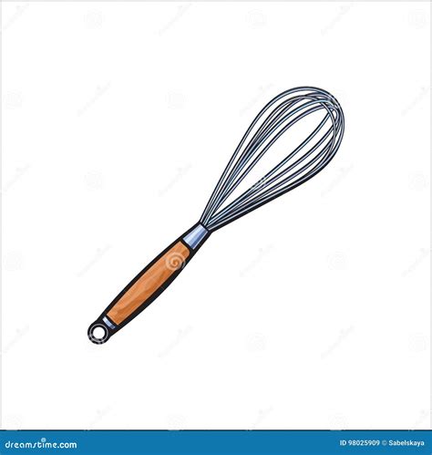 Vector Sketch Stainless Egg Wire Whisk Stock Vector - Illustration of ...