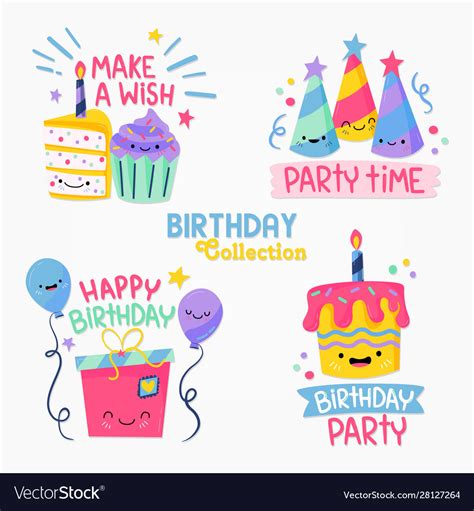 Happy birthday label design set Royalty Free Vector Image