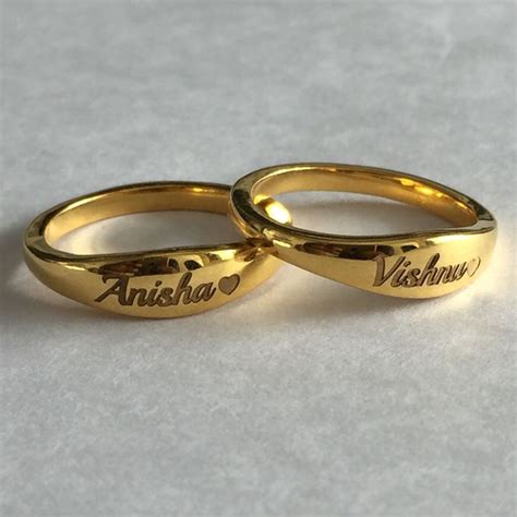 Hearts Locked Gold Couple Name Rings | Couple ring design, Gold rings ...