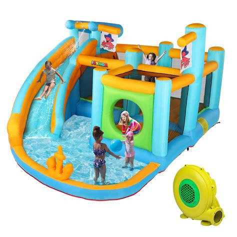 Buy JOYMOR Inflatable Water Slide Park, Pirate Themed Bounce House w ...