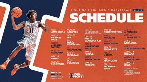 Illinois Releases 2019-2020 Basketball Schedule : r/CollegeBasketball