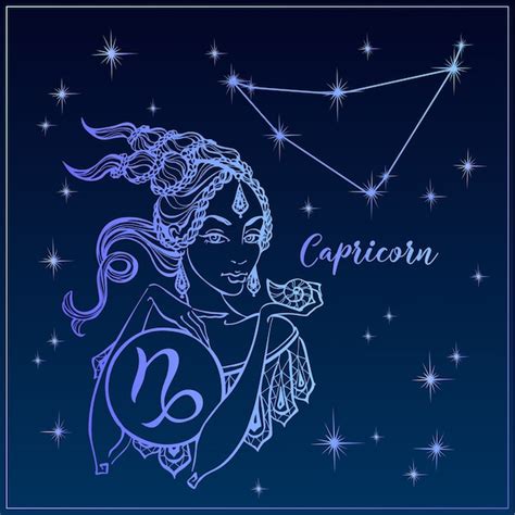 Premium Vector | Zodiac sign capricorn a beautiful girl. the ...