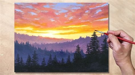 mountain sunset acrylic painting - Lemuel Reno