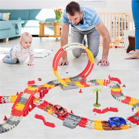 Race Tracks Toy for Boys Kids Dinosaur World Road Race Set 240 PCS with ...