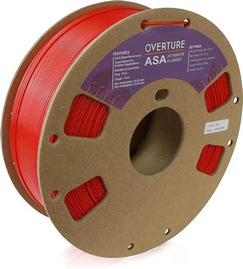 Review OVERTURE ASA Filament 1.75mm Premium Anti-UV 3D Printer Filament ...