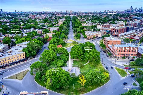 Aerial Drone View of Logan Square Auditorium - ChiStockImages.com