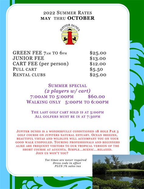 Rates - Jupiter Dunes Golf Course