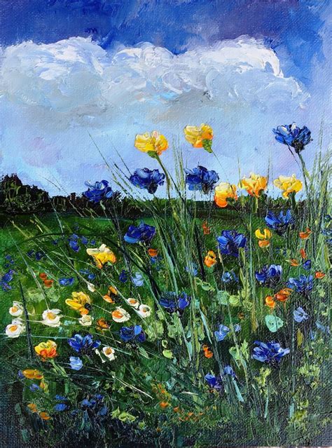 Wildflower Painting Oil Meadow Original Art Flower Landscape | Etsy