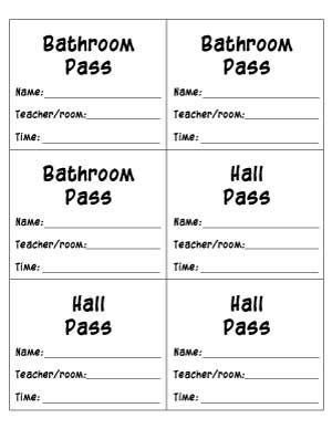 Free Printable Bathroom Passes & Hall Pass Printables