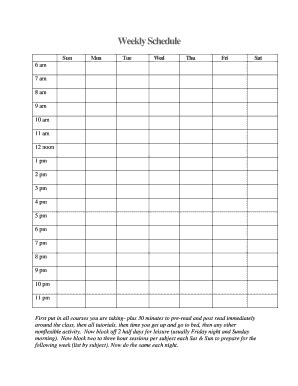 31 Printable Weekly Activity Schedule Forms and Templates - Fillable ...