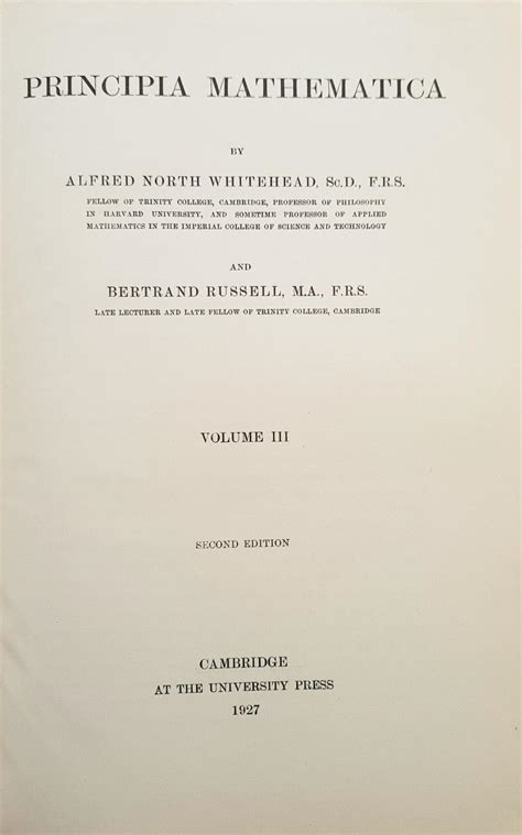 Principia Mathematica. Second Edition. Cambridge, at the University ...