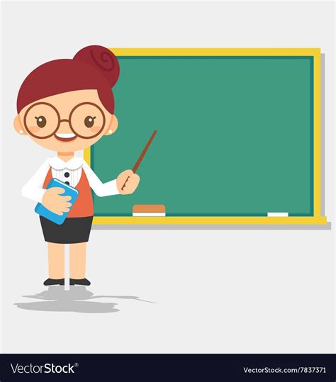 female teacher character in front of blackboard. Download a Free ...