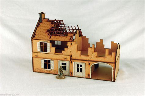 WW2 EUROPE DESTROYED LARGE FARMHOUSE – N020 28mm Laser cut MDF Building ...