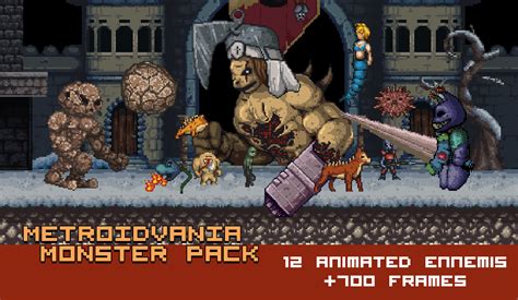 Metroidvania Pixel Art Monsters by JonathanBrassaud