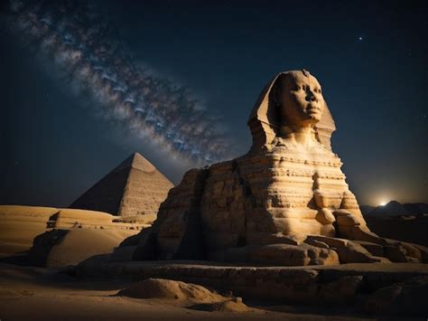 Premium AI Image | Great Sphinx of Giza in the Night with Dark Sky View