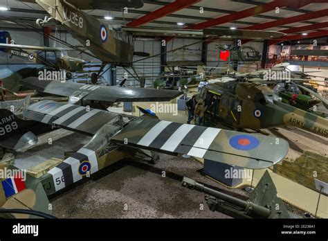 General view of army aircraft on display at the Army Flying Museum, a ...