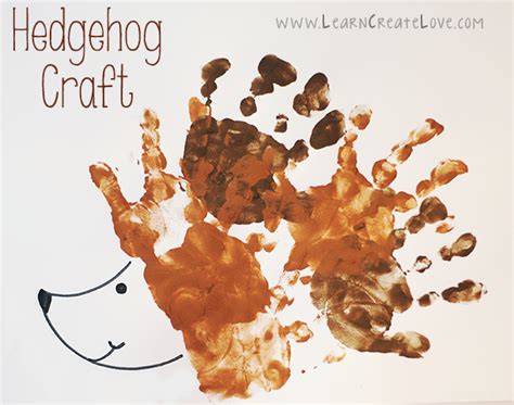 Handprint Hedgehog Craft | Hibernation preschool crafts, Hedgehog craft ...