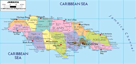 Detailed Political Map of Jamaica - Ezilon Maps