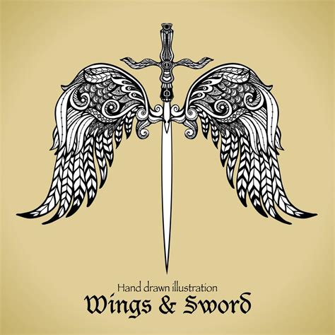 Wings And Sword 466371 Vector Art at Vecteezy