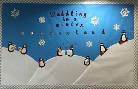 Waddling in a winter wonderland bulletin board! Penguins! | Winter ...