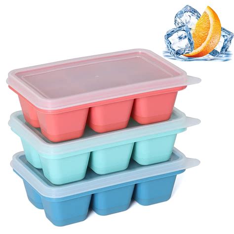 Buy Ice Cube Trays for Freezer 3 Pack - Mini Ice Cube Trays with Lid ...