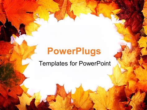 PowerPoint Template: autumn border with fall leaves in red, orange ...