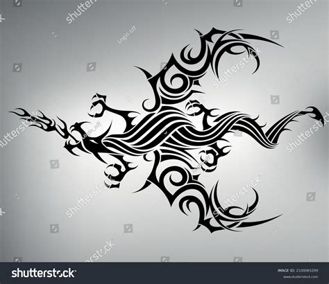 Vektor Stok Sketch Tribal Tattoo Flying Dragon Vector (Tanpa Royalti ...