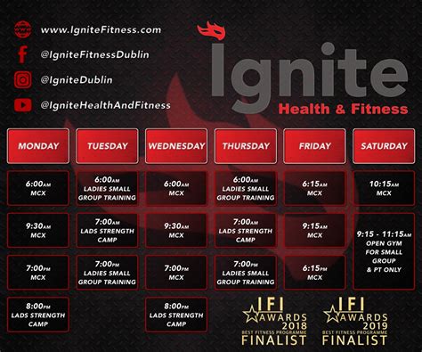 Timetable · Ignite Health & Fitness Ignite fitness timetable