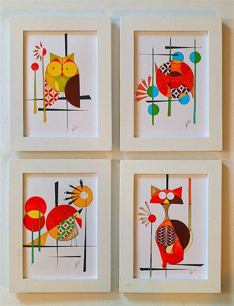 Set of 4 5x7 prints of Original Mid Century Modern styled