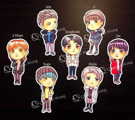 BTS chibi stickers BTS Handmade glossy stickers BTS in Cold | Etsy