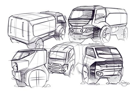 truck sketches by Swaroop Roy | Дизайн в стиле индастриал, Дизайн ...