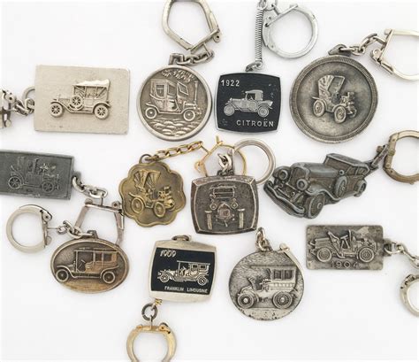 Rare French Automobile Classic Car Keychain Keyring / Lot of