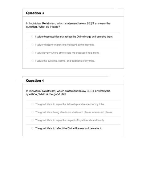 Solved In Individual Relativism, which statement below BEST | Chegg.com